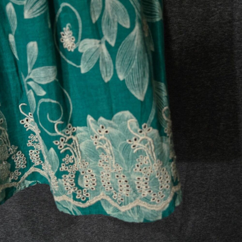 Maeve Anthropologie Pippa Green Swing Dress Womens XS Eyelet Embroidered - Picture 9 of 10